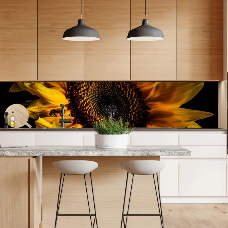 Repositionierbarer Aufkleber goldene sonnenblume in nahaufnahme – Wallnifity® Repositionierbarer Aufkleber goldene sonnenblume in nahaufnahme – Wallnifity®