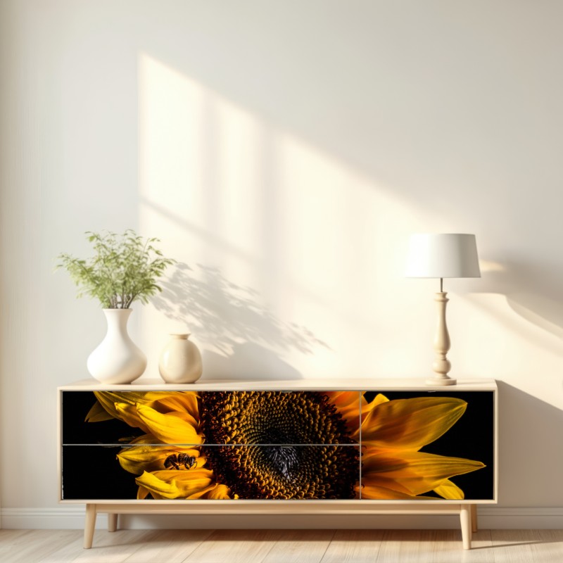 Repositionierbarer Aufkleber goldene sonnenblume in nahaufnahme – Wallnifity® Repositionierbarer Aufkleber goldene sonnenblume in nahaufnahme – Wallnifity®