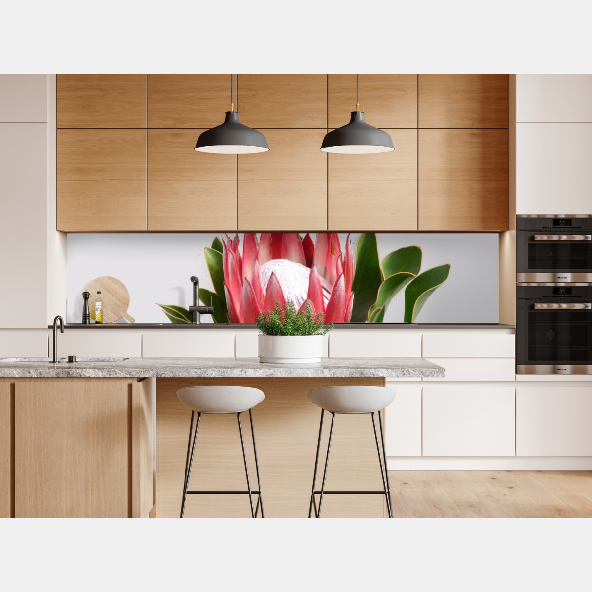 Repositionierbarer Aufkleber rosa protea auf neutralem hintergrund – Wallnifity® Repositionierbarer Aufkleber rosa protea auf neutralem hintergrund – Wallnifity®
