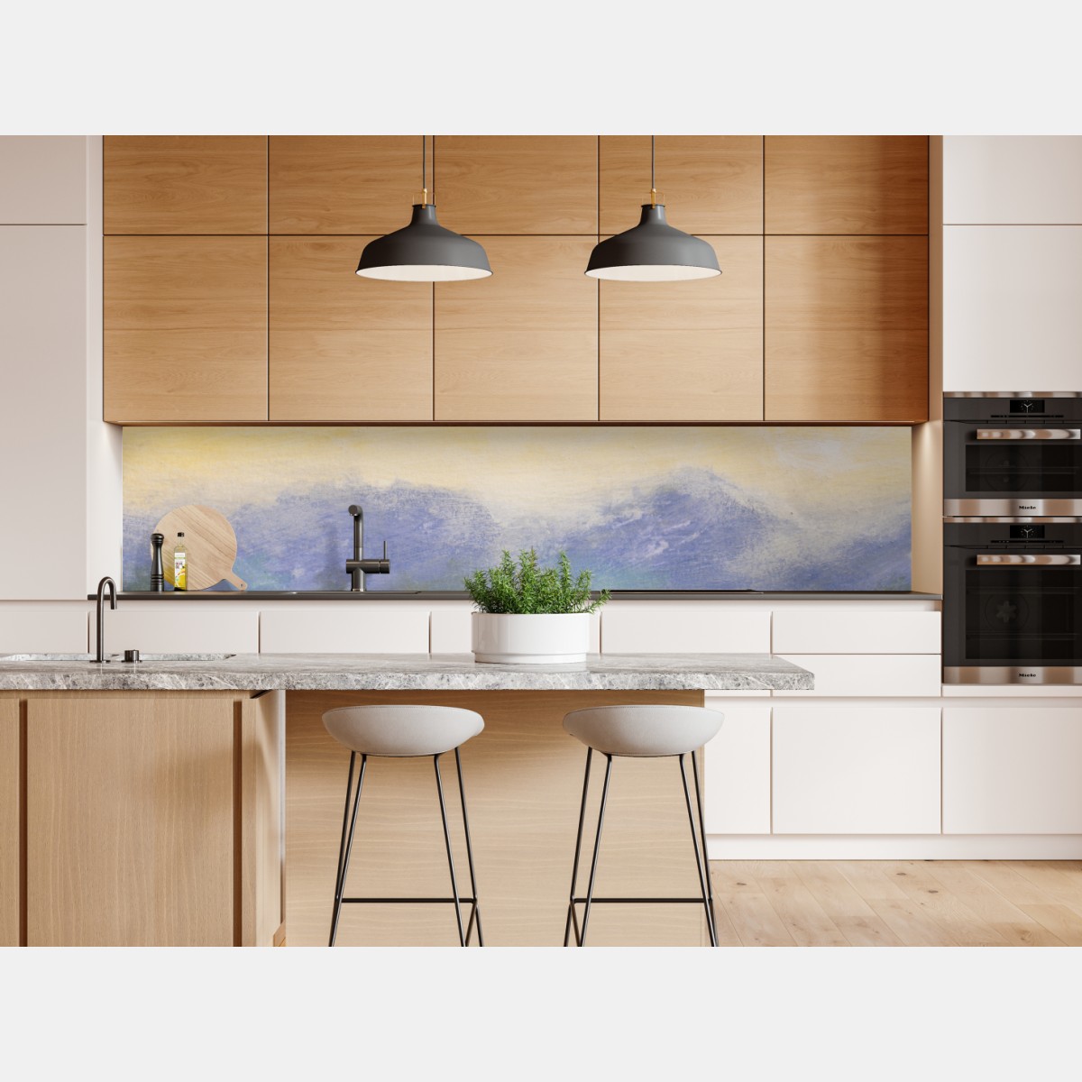 Repositionierbarer Aufkleber sonnenaufgang über der sommerwiese – Wallnifity® Repositionierbarer Aufkleber sonnenaufgang über der sommerwiese – Wallnifity®