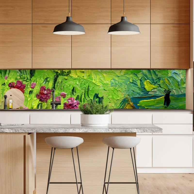 Repositionierbarer Aufkleber pfingstrosenwiese im frühling — impasto blumenbild – Wallnifity® Repositionierbarer Aufkleber pfingstrosenwiese im frühling — impasto blumenbild – Wallnifity®