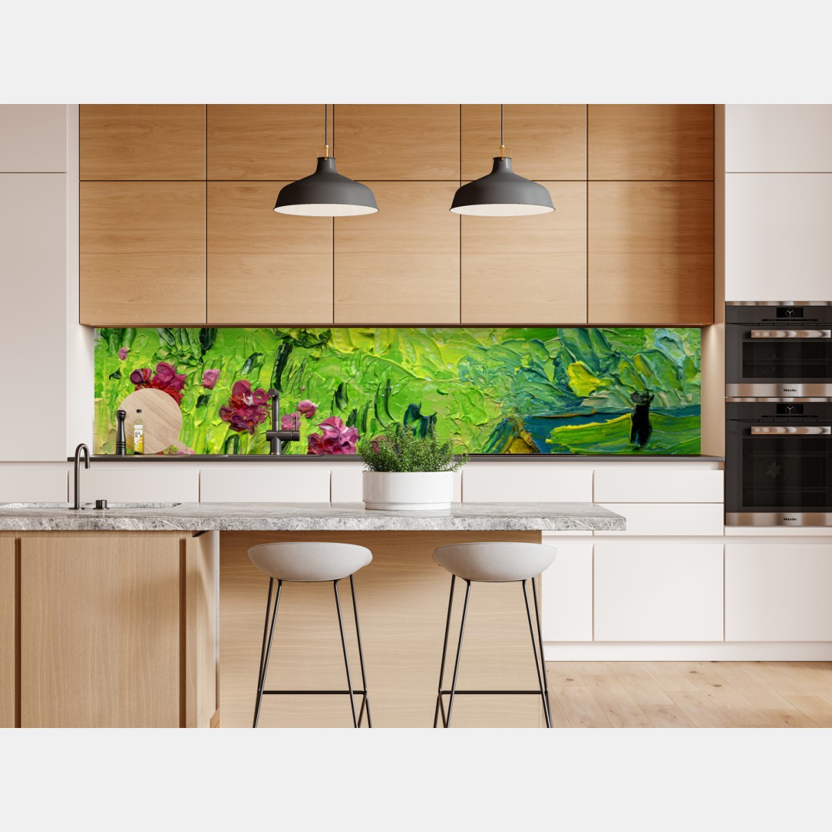 Repositionierbarer Aufkleber pfingstrosenwiese im frühling — impasto blumenbild – Wallnifity® Repositionierbarer Aufkleber pfingstrosenwiese im frühling — impasto blumenbild – Wallnifity®