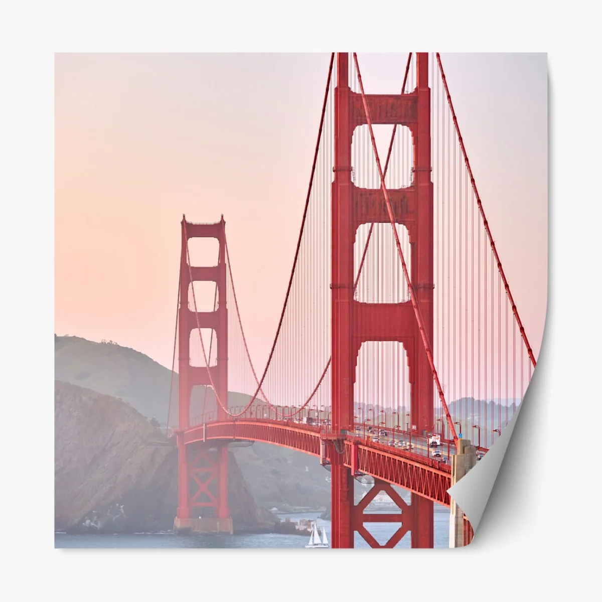 Repositionierbarer Aufkleber Golden Gate Bridge bei sonnenuntergang – Wallnifity® Repositionierbarer Aufkleber Golden Gate Bridge bei sonnenuntergang – Wallnifity®
