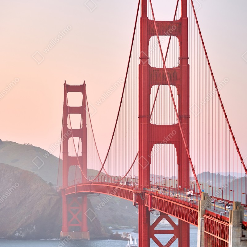 Repositionierbarer Aufkleber Golden Gate Bridge bei sonnenuntergang – Wallnifity® Repositionierbarer Aufkleber Golden Gate Bridge bei sonnenuntergang – Wallnifity®