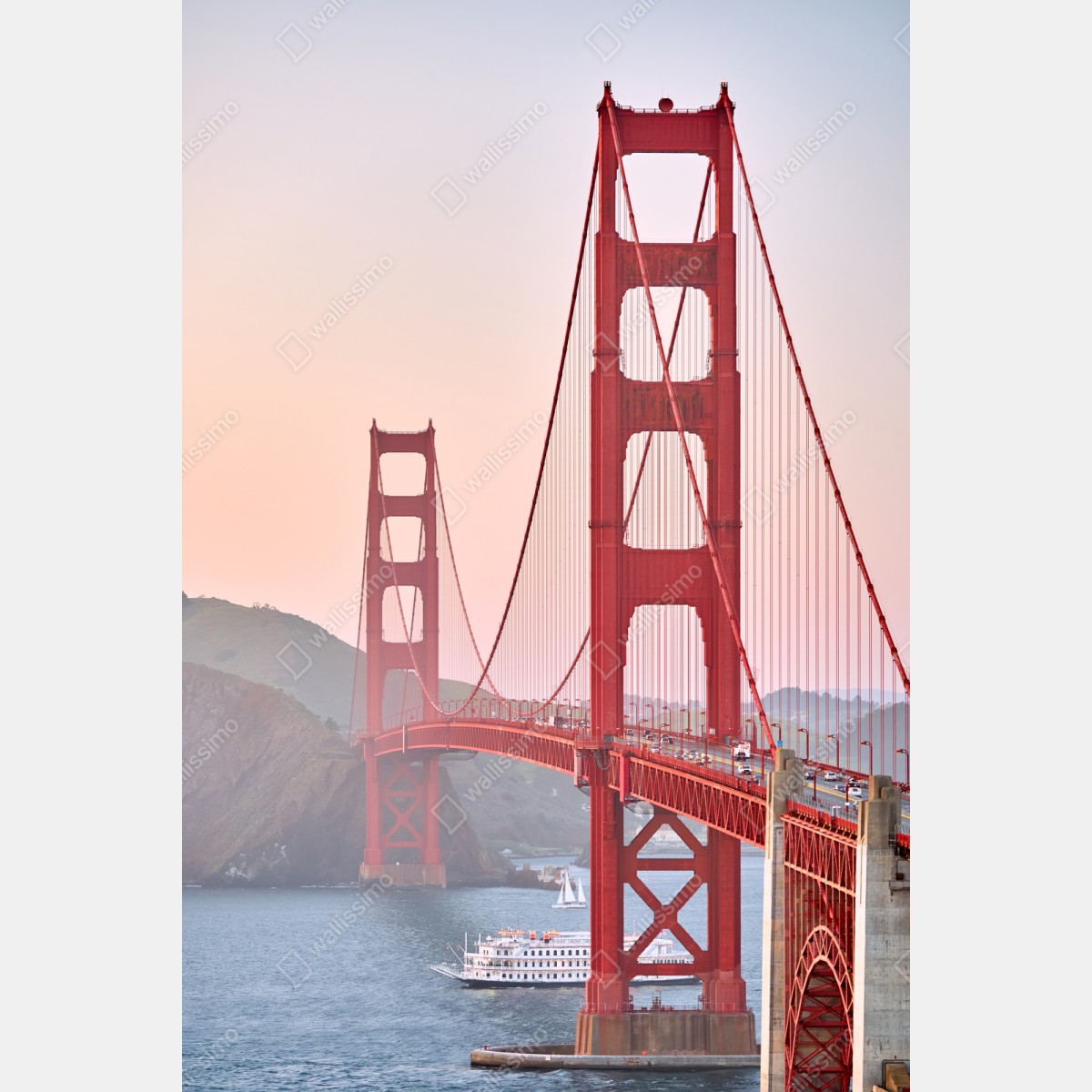 Repositionierbarer Aufkleber Golden Gate Bridge bei sonnenuntergang – Wallnifity® Repositionierbarer Aufkleber Golden Gate Bridge bei sonnenuntergang – Wallnifity®