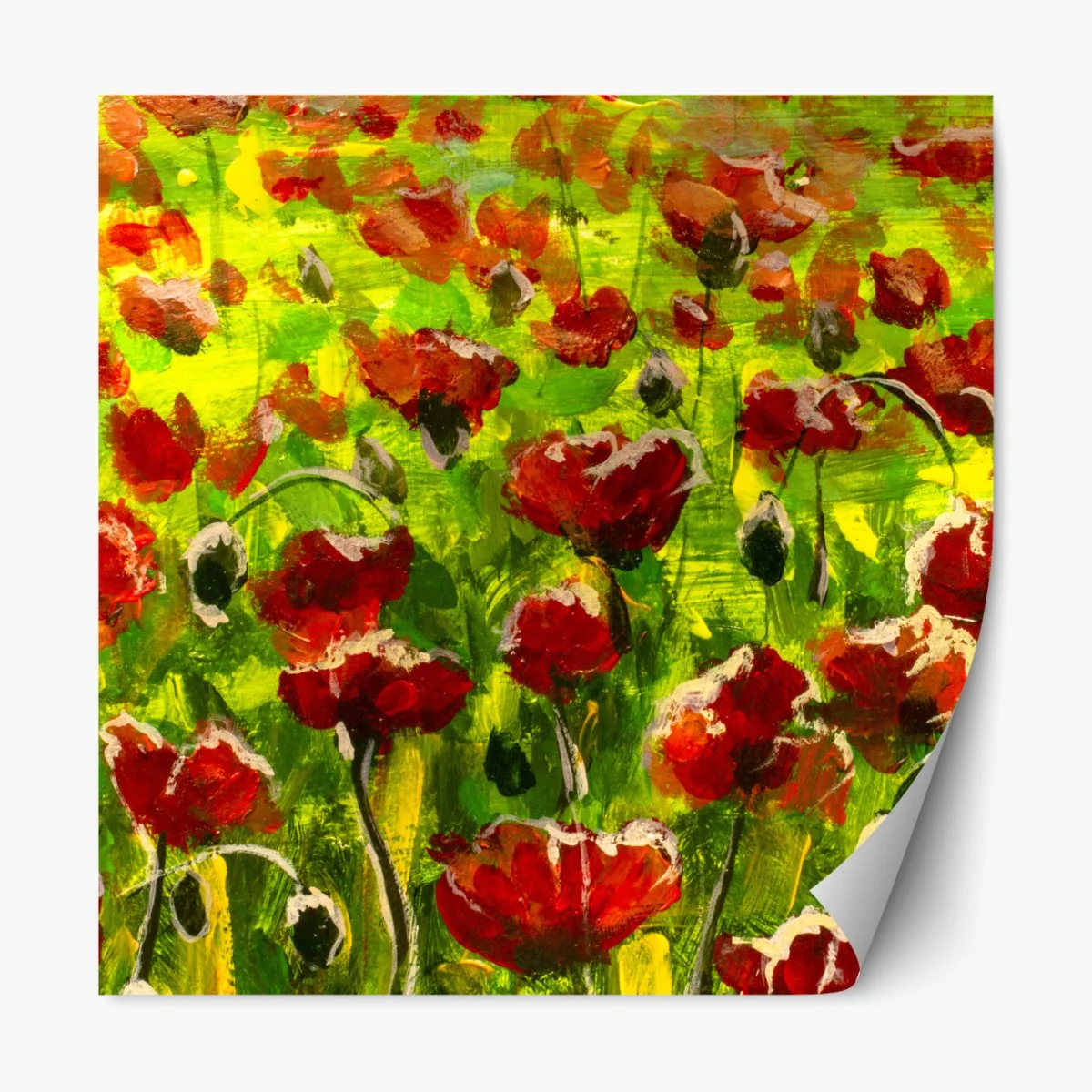 Repositionierbarer Aufkleber feld roter mohnblumen – Wallnifity®