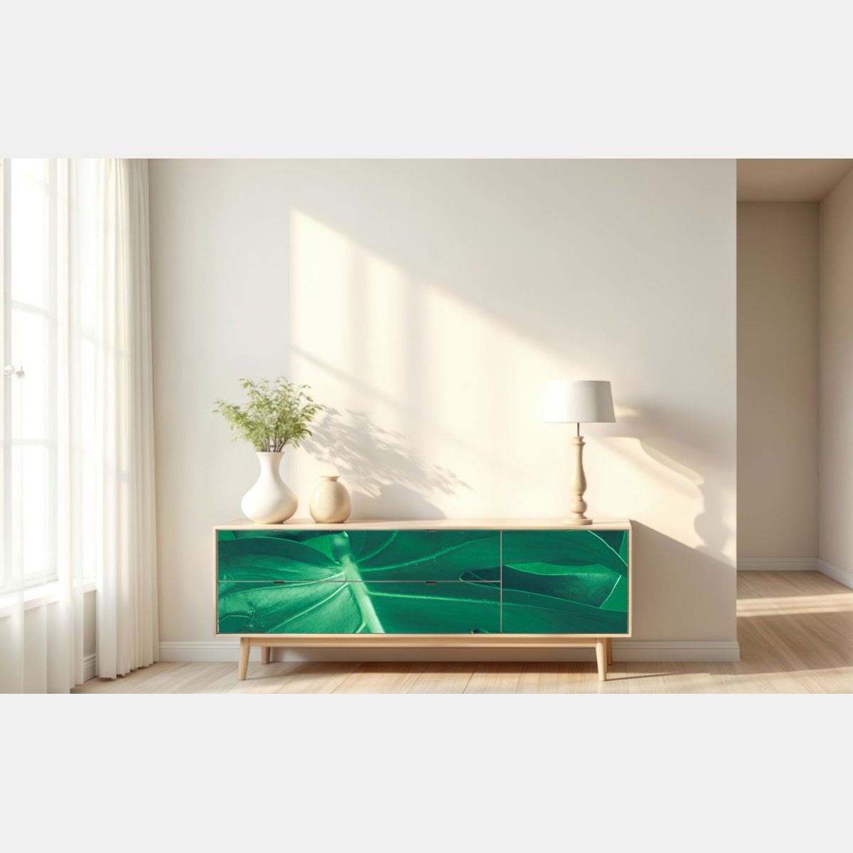 Repositionierbarer Aufkleber prächtiges monstera-blatt nahaufnahme – Wallnifity® Repositionierbarer Aufkleber prächtiges monstera-blatt nahaufnahme – Wallnifity®