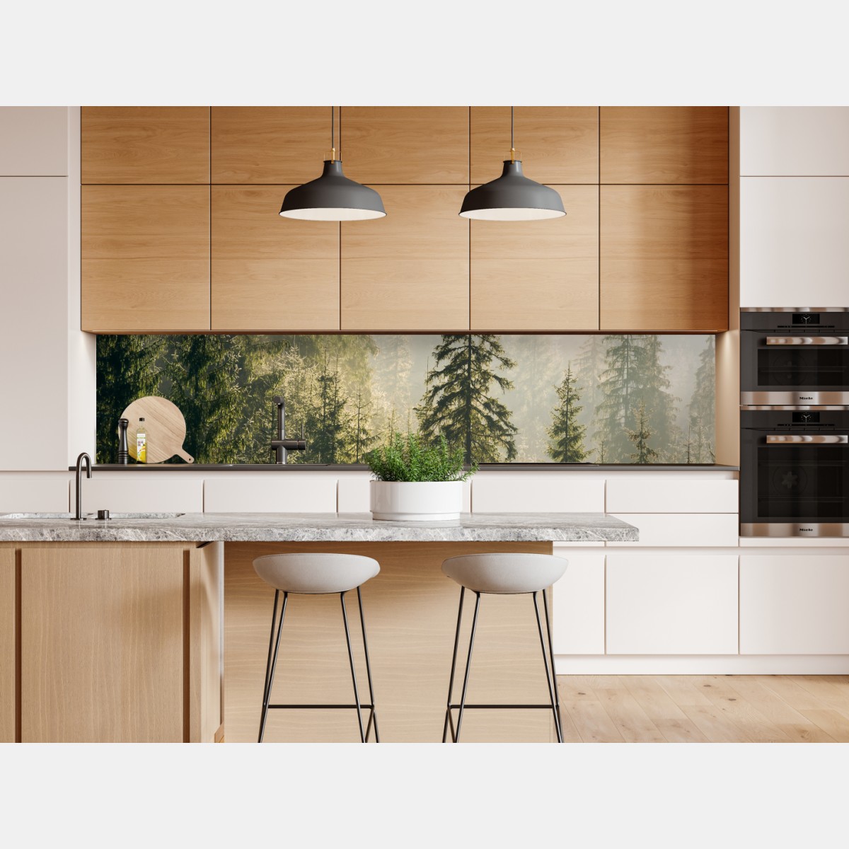 Repositionierbarer Aufkleber nebliger fichtenwald im morgenlicht – Wallnifity® Repositionierbarer Aufkleber nebliger fichtenwald im morgenlicht – Wallnifity®