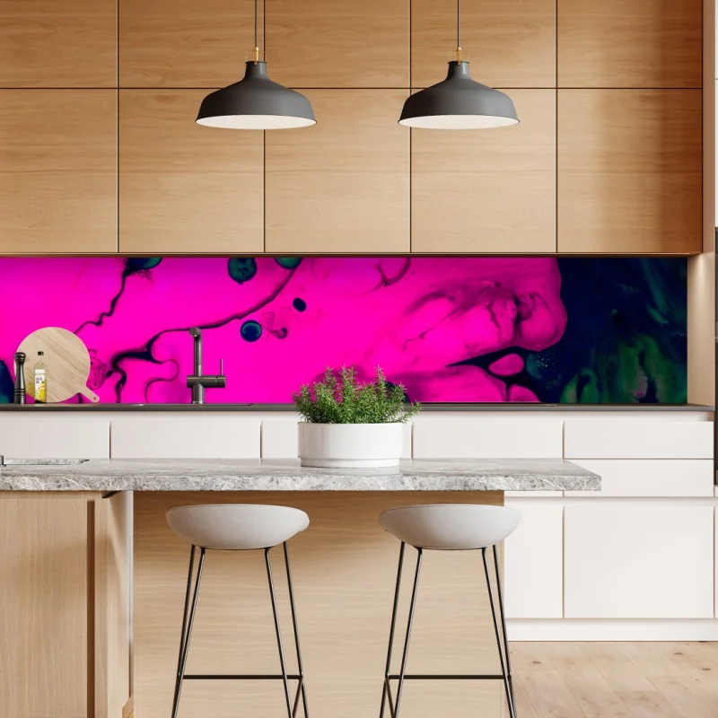 Repositionierbarer Aufkleber neonpink flüssige abstraktion – Wallnifity® Repositionierbarer Aufkleber neonpink flüssige abstraktion – Wallnifity®