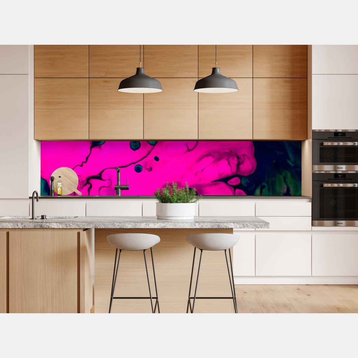 Repositionierbarer Aufkleber neonpink flüssige abstraktion – Wallnifity® Repositionierbarer Aufkleber neonpink flüssige abstraktion – Wallnifity®