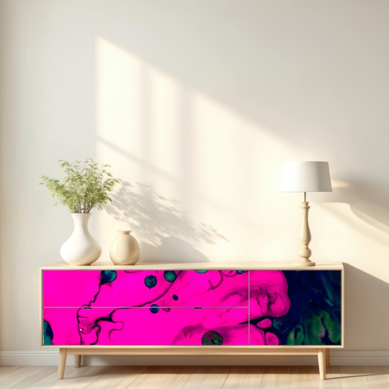 Repositionierbarer Aufkleber neonpink flüssige abstraktion – Wallnifity® Repositionierbarer Aufkleber neonpink flüssige abstraktion – Wallnifity®