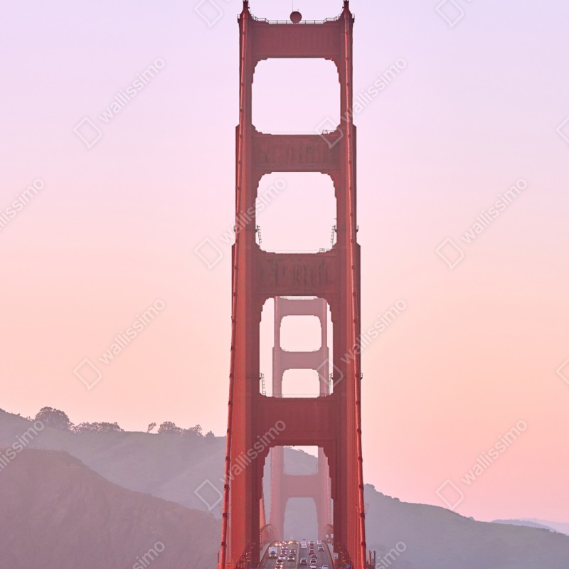 Repositionierbarer Aufkleber Golden Gate bei pastellfarbenem sonnenuntergang – Wallnifity® Repositionierbarer Aufkleber Golden Gate bei pastellfarbenem sonnenuntergang – Wallnifity®