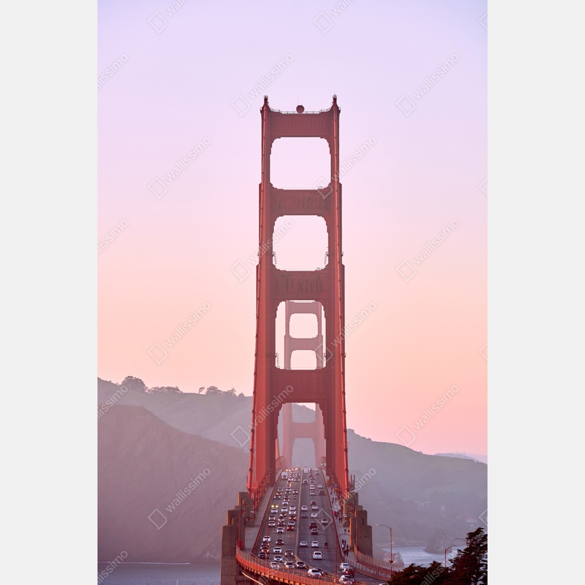 Repositionierbarer Aufkleber Golden Gate bei pastellfarbenem sonnenuntergang – Wallnifity® Repositionierbarer Aufkleber Golden Gate bei pastellfarbenem sonnenuntergang – Wallnifity®
