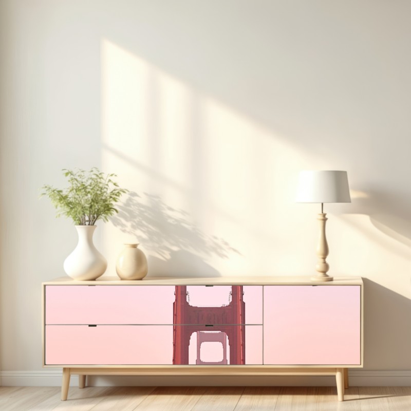 Repositionierbarer Aufkleber Golden Gate bei pastellfarbenem sonnenuntergang – Wallnifity® Repositionierbarer Aufkleber Golden Gate bei pastellfarbenem sonnenuntergang – Wallnifity®