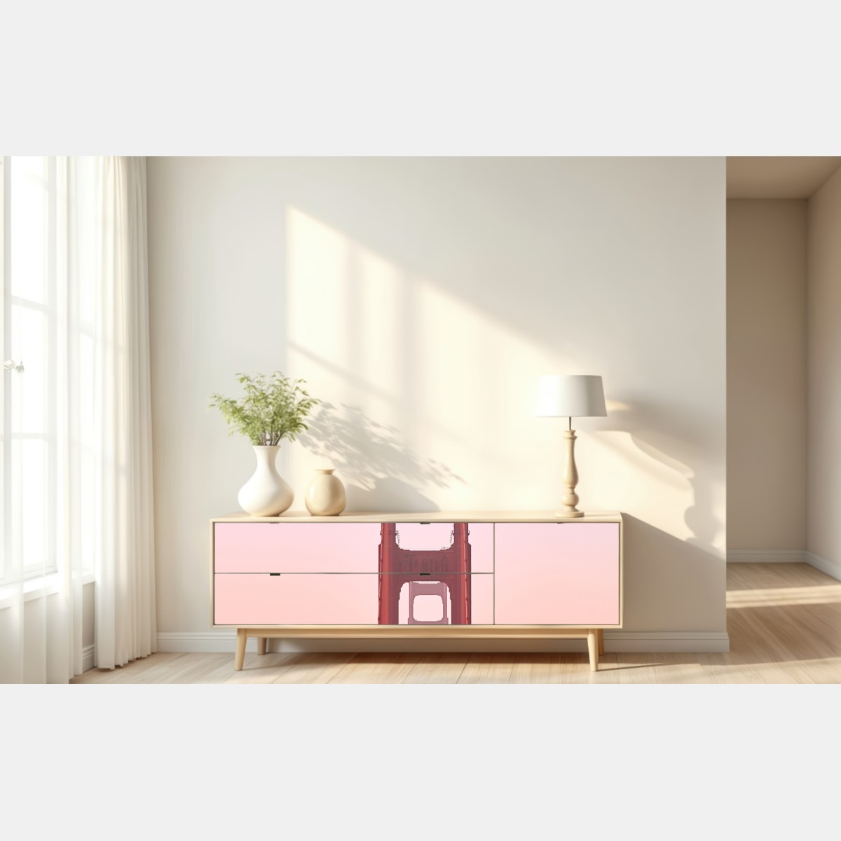 Repositionierbarer Aufkleber Golden Gate bei pastellfarbenem sonnenuntergang – Wallnifity® Repositionierbarer Aufkleber Golden Gate bei pastellfarbenem sonnenuntergang – Wallnifity®