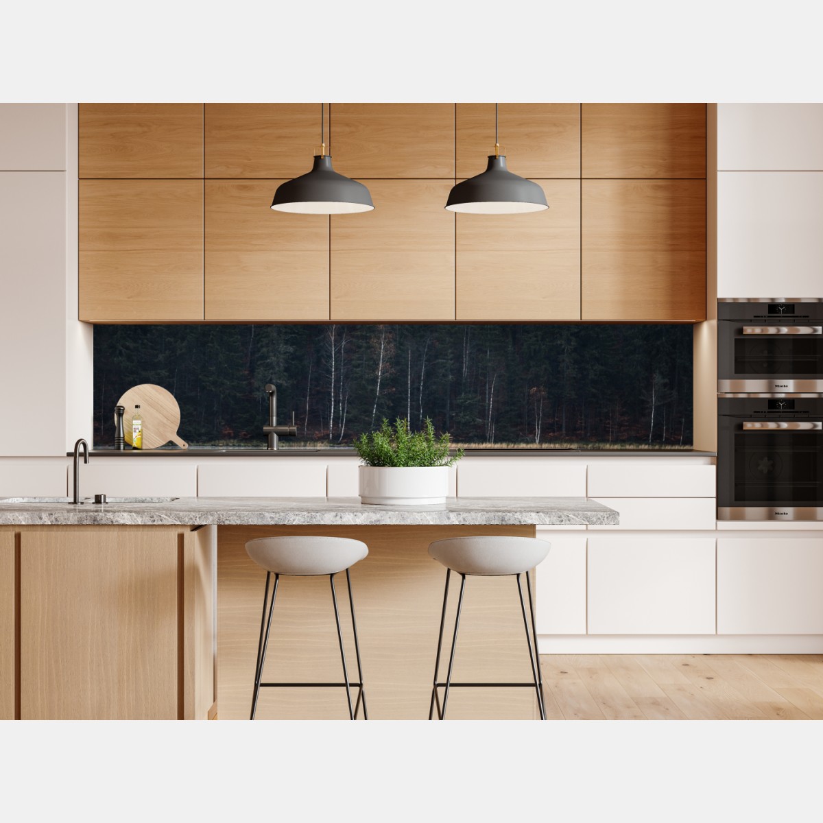 Repositionierbarer Aufkleber neblige waldreflexion – Wallnifity® Repositionierbarer Aufkleber neblige waldreflexion – Wallnifity®