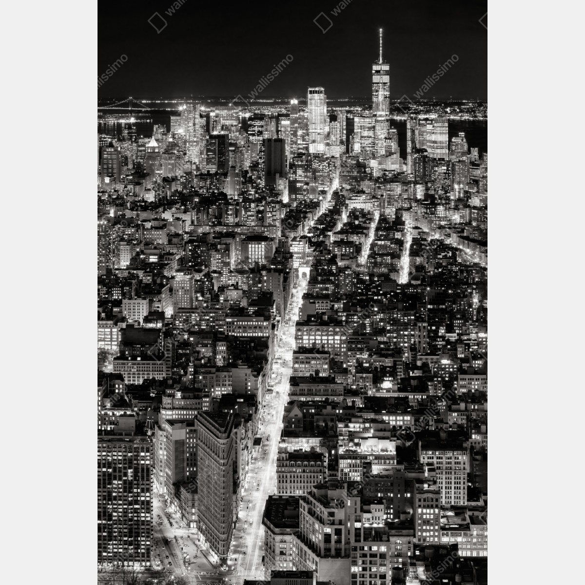 Repositionierbarer Aufkleber monochrome stadtansicht bei nacht – Wallnifity® Repositionierbarer Aufkleber monochrome stadtansicht bei nacht – Wallnifity®