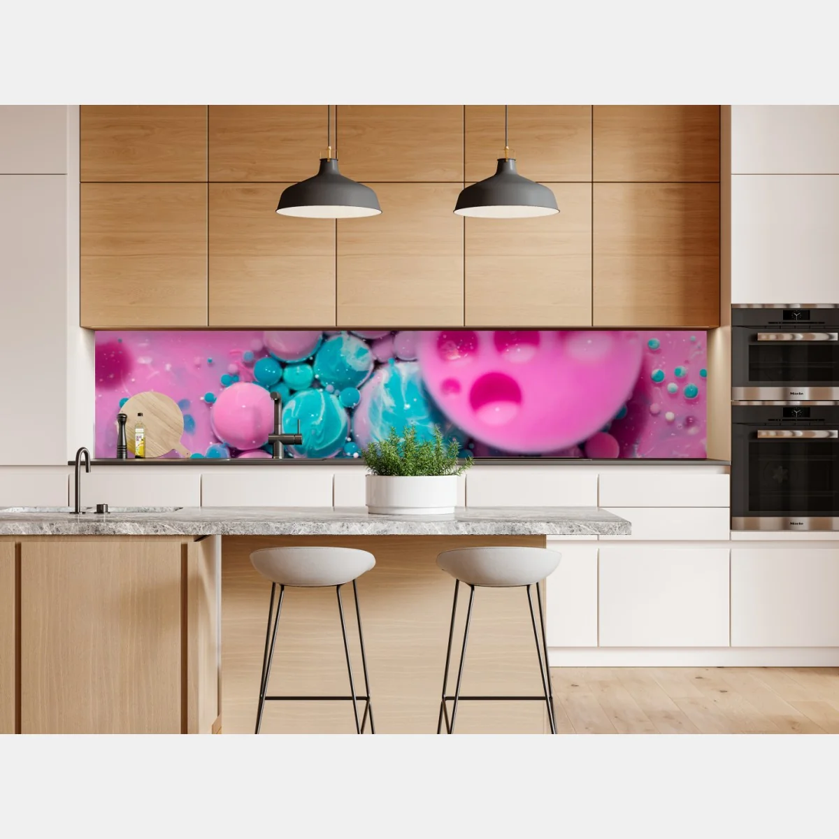 Repositionierbarer Aufkleber rosa und türkis marmor abstrakt – Wallnifity® Repositionierbarer Aufkleber rosa und türkis marmor abstrakt – Wallnifity®