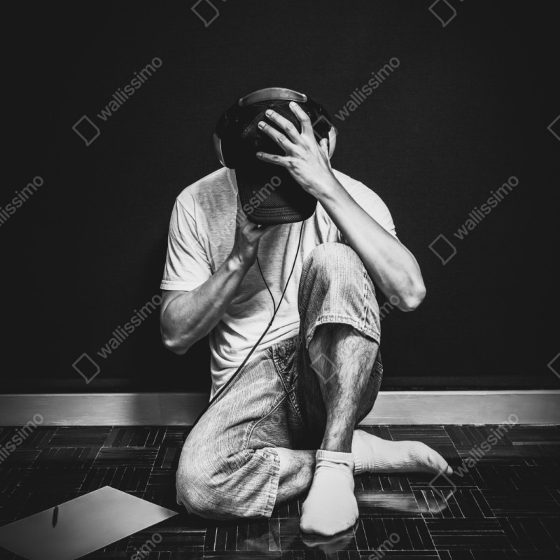 Repositionierbarer Aufkleber introvertierter musiker am keyboard – Wallnifity® Repositionierbarer Aufkleber introvertierter musiker am keyboard – Wallnifity®