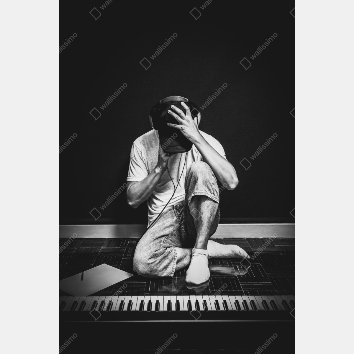 Repositionierbarer Aufkleber introvertierter musiker am keyboard – Wallnifity® Repositionierbarer Aufkleber introvertierter musiker am keyboard – Wallnifity®