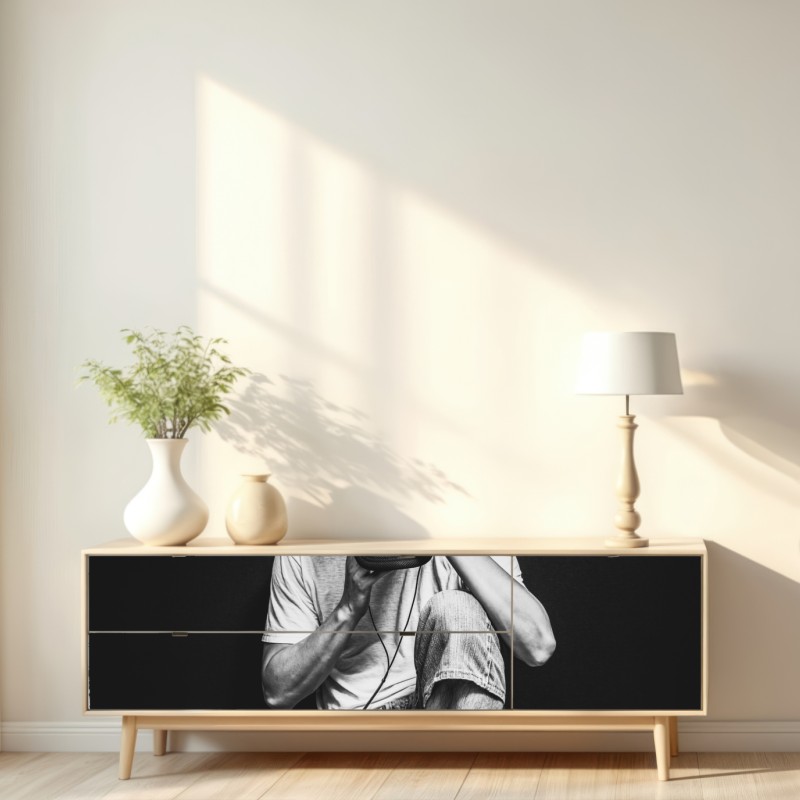 Repositionierbarer Aufkleber introvertierter musiker am keyboard – Wallnifity® Repositionierbarer Aufkleber introvertierter musiker am keyboard – Wallnifity®