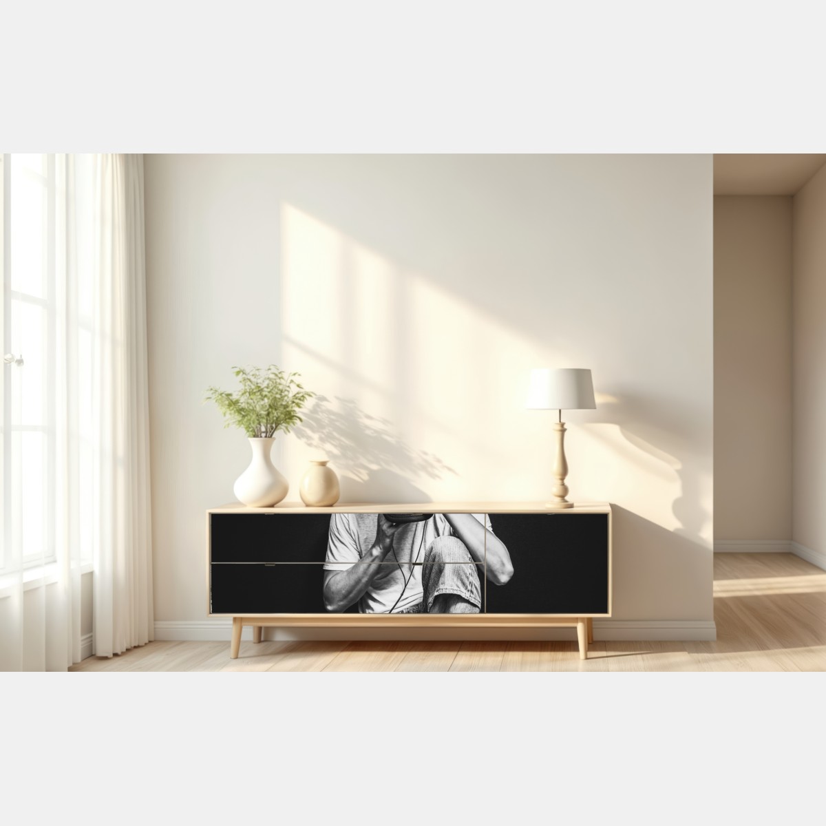 Repositionierbarer Aufkleber introvertierter musiker am keyboard – Wallnifity® Repositionierbarer Aufkleber introvertierter musiker am keyboard – Wallnifity®