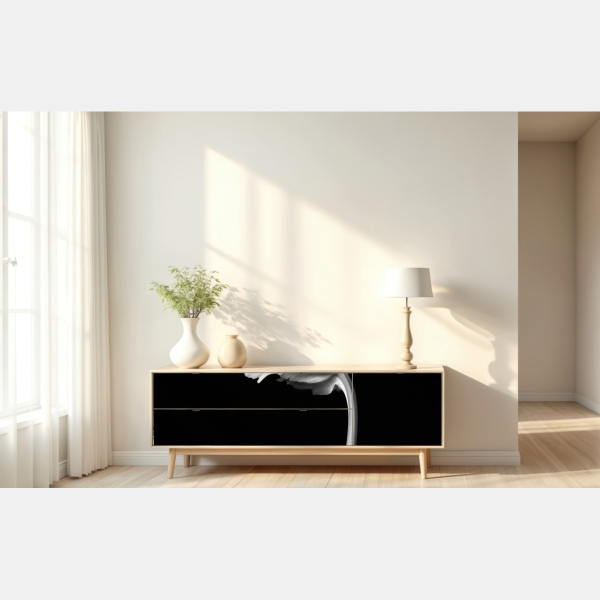 Repositionierbarer Aufkleber elegante monochrome tulpe – Wallnifity® Repositionierbarer Aufkleber elegante monochrome tulpe – Wallnifity®