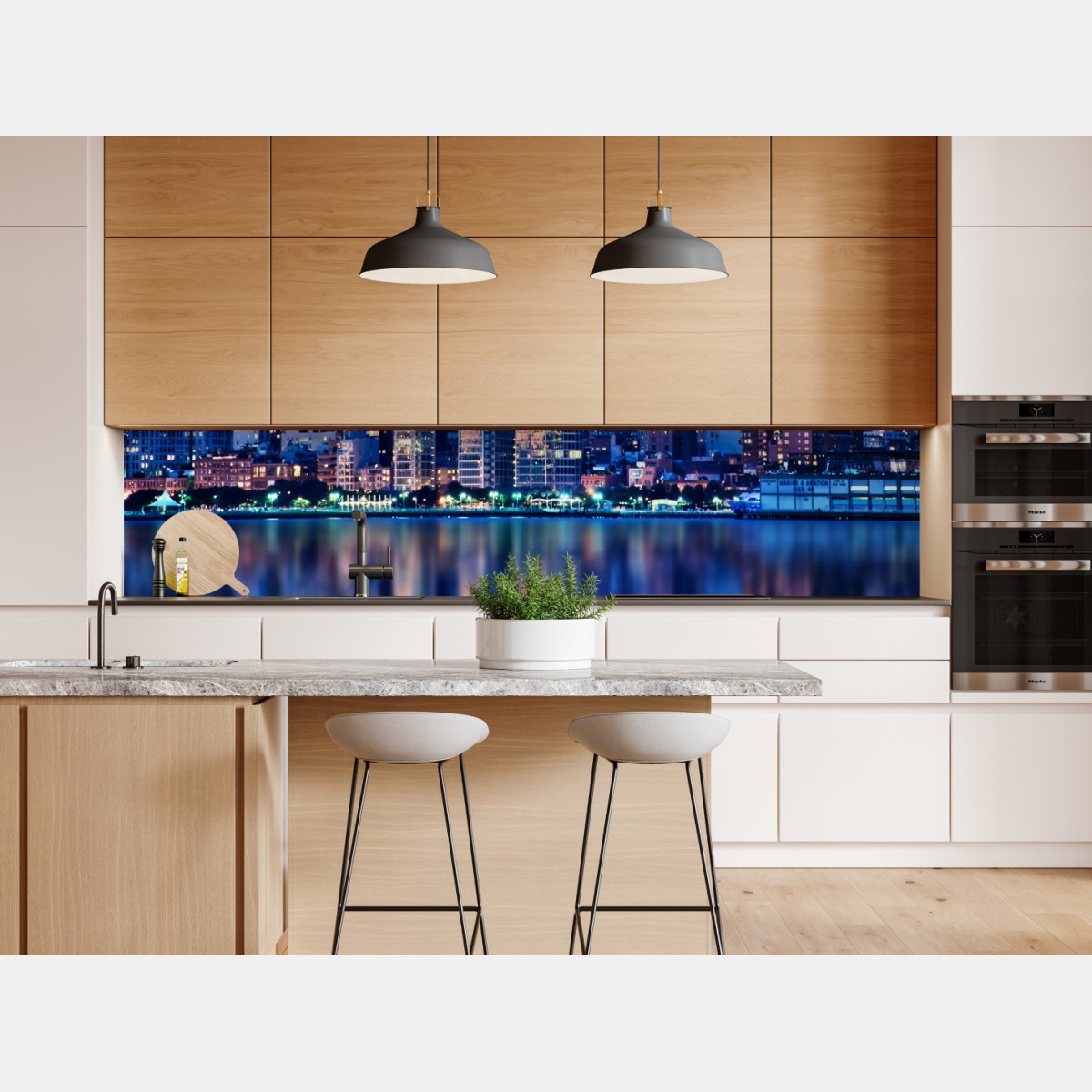 Repositionierbarer Aufkleber New York skyline bei nacht mit spiegelung – Wallnifity® Repositionierbarer Aufkleber New York skyline bei nacht mit spiegelung – Wallnifity®
