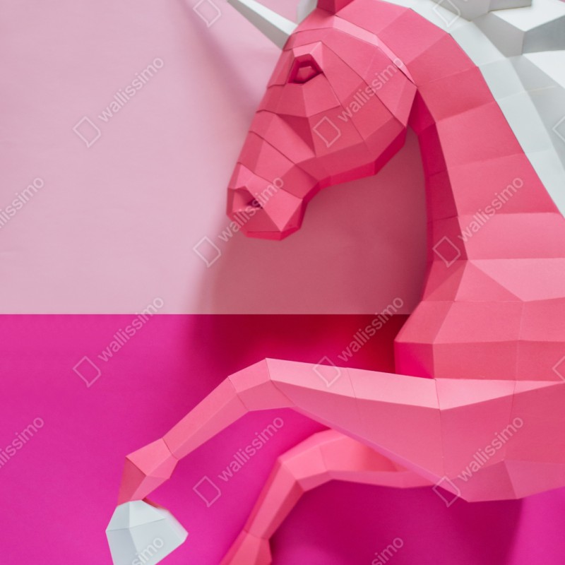 Repositionierbarer Aufkleber rosa geometrisches einhorn – Wallnifity® Repositionierbarer Aufkleber rosa geometrisches einhorn – Wallnifity®