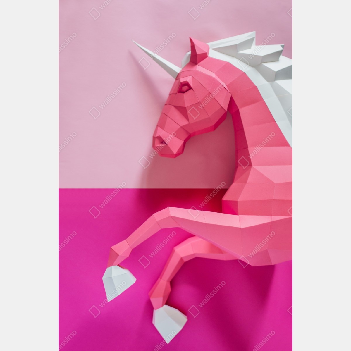 Repositionierbarer Aufkleber rosa geometrisches einhorn – Wallnifity® Repositionierbarer Aufkleber rosa geometrisches einhorn – Wallnifity®