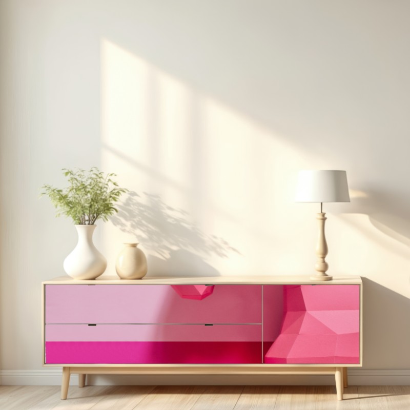 Repositionierbarer Aufkleber rosa geometrisches einhorn – Wallnifity® Repositionierbarer Aufkleber rosa geometrisches einhorn – Wallnifity®