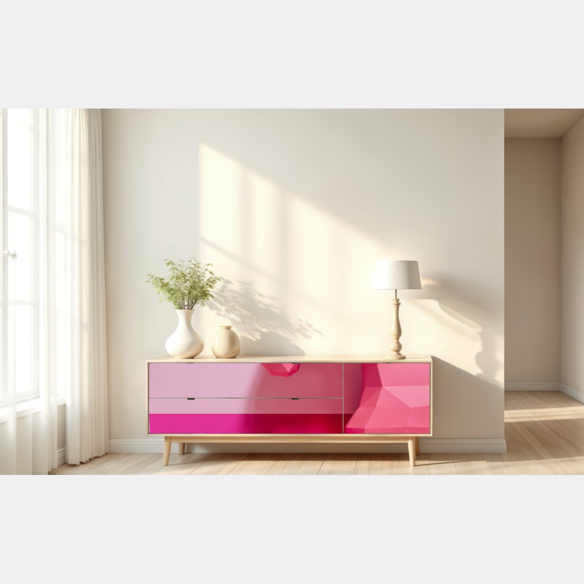 Repositionierbarer Aufkleber rosa geometrisches einhorn – Wallnifity® Repositionierbarer Aufkleber rosa geometrisches einhorn – Wallnifity®