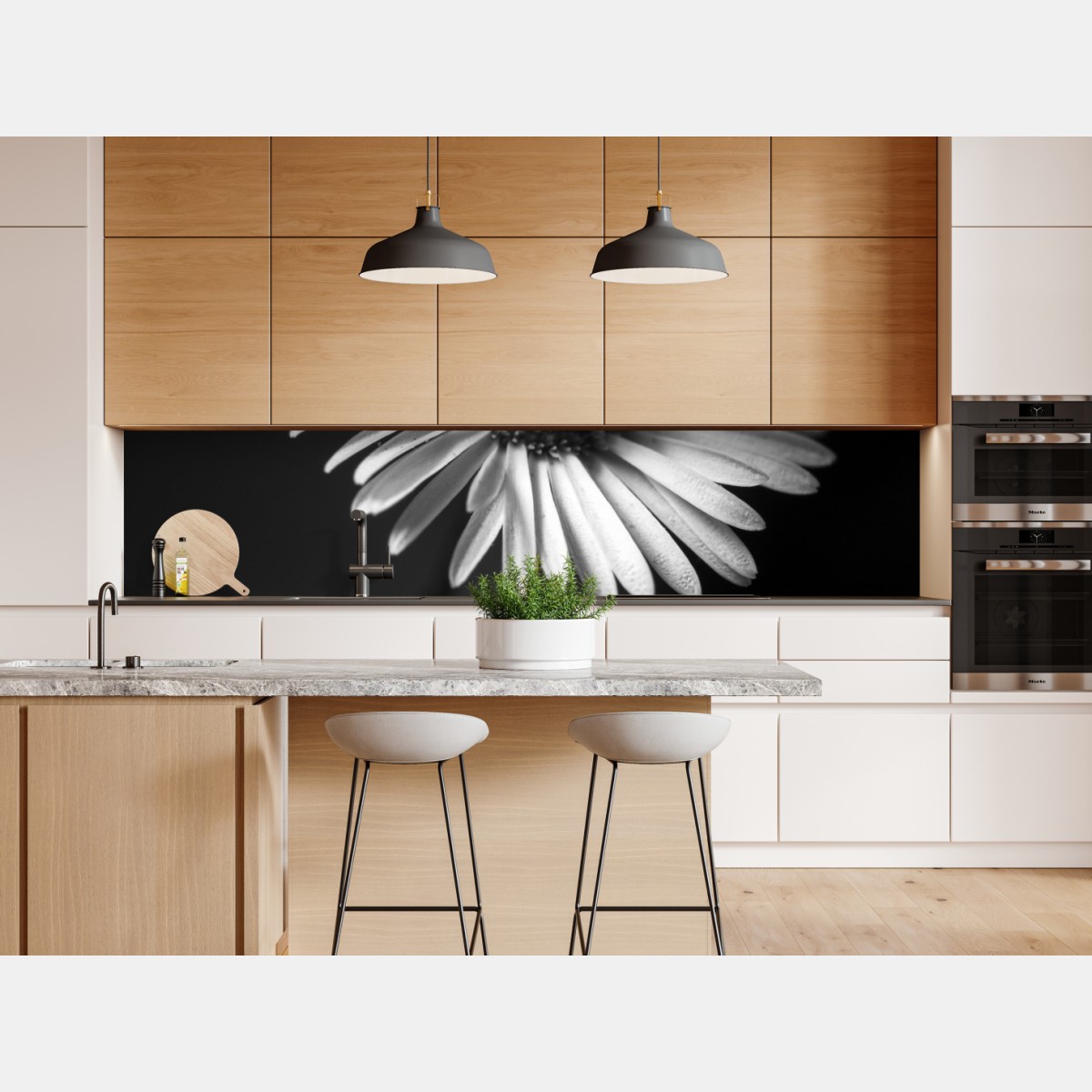 Repositionierbarer Aufkleber monochromes gänseblümchen nahaufnahme – Wallnifity® Repositionierbarer Aufkleber monochromes gänseblümchen nahaufnahme – Wallnifity®