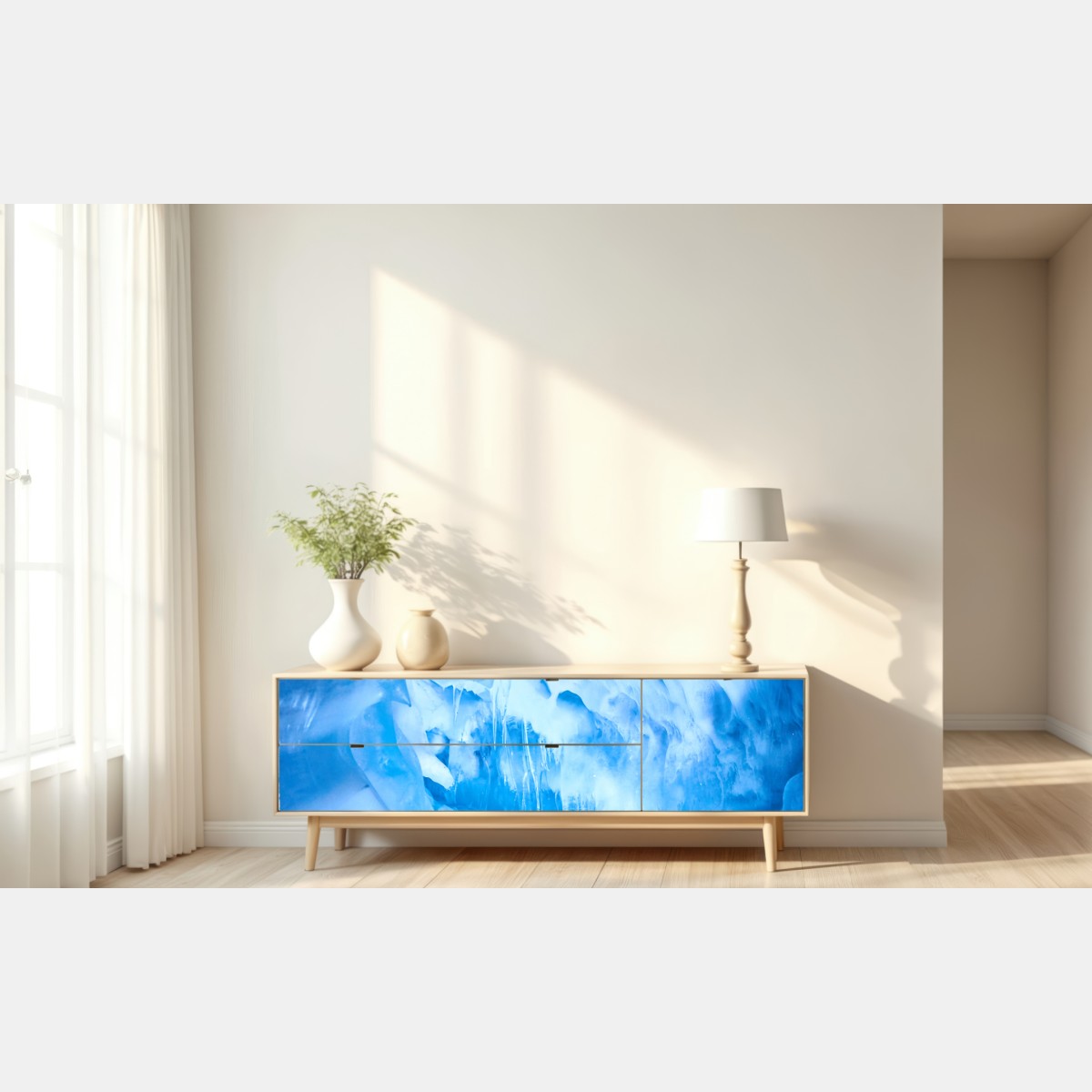 Repositionierbarer Aufkleber ätherische blaue eishöhle – Wallnifity® Repositionierbarer Aufkleber ätherische blaue eishöhle – Wallnifity®