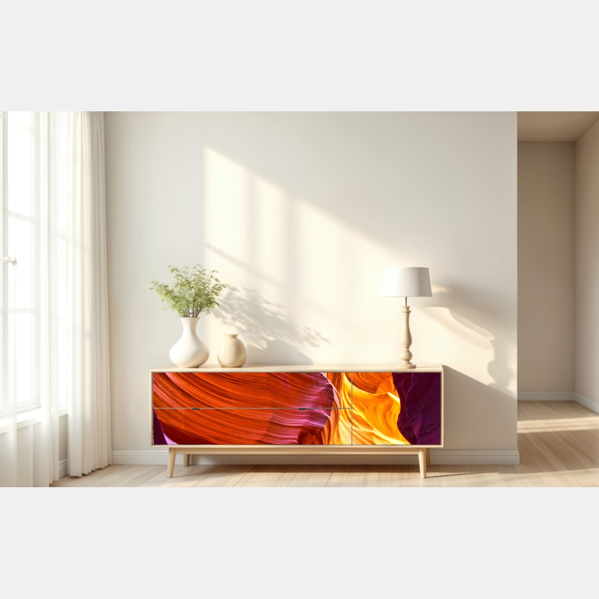 Repositionierbarer Aufkleber sonnenbeschienener sandstein canyon – Wallnifity® Repositionierbarer Aufkleber sonnenbeschienener sandstein canyon – Wallnifity®