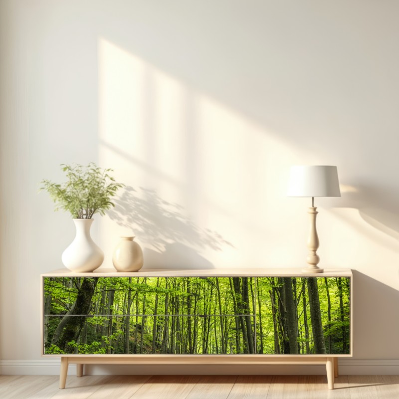 Repositionierbarer Aufkleber ruhiger grüner waldbach – Wallnifity® Repositionierbarer Aufkleber ruhiger grüner waldbach – Wallnifity®