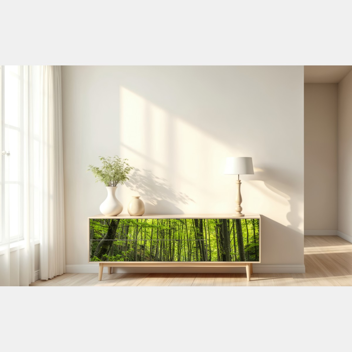 Repositionierbarer Aufkleber ruhiger grüner waldbach – Wallnifity® Repositionierbarer Aufkleber ruhiger grüner waldbach – Wallnifity®