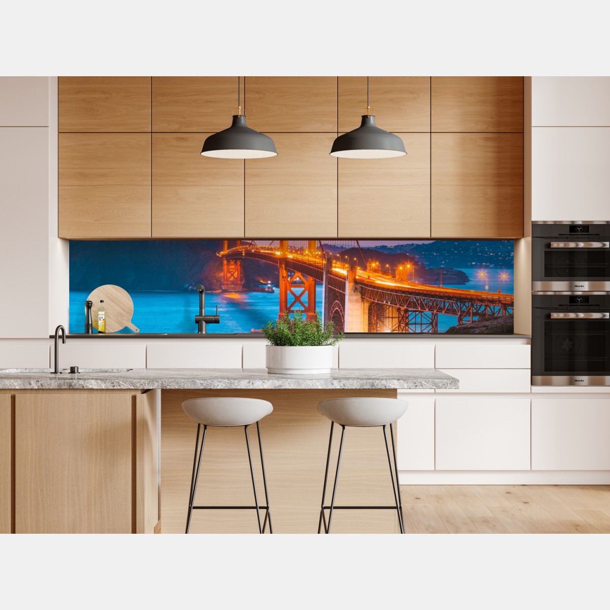 Repositionierbarer Aufkleber Golden Gate Bridge in der dämmerung, San Francisco – Wallnifity® Repositionierbarer Aufkleber Golden Gate Bridge in der dämmerung, San Francisco – Wallnifity®