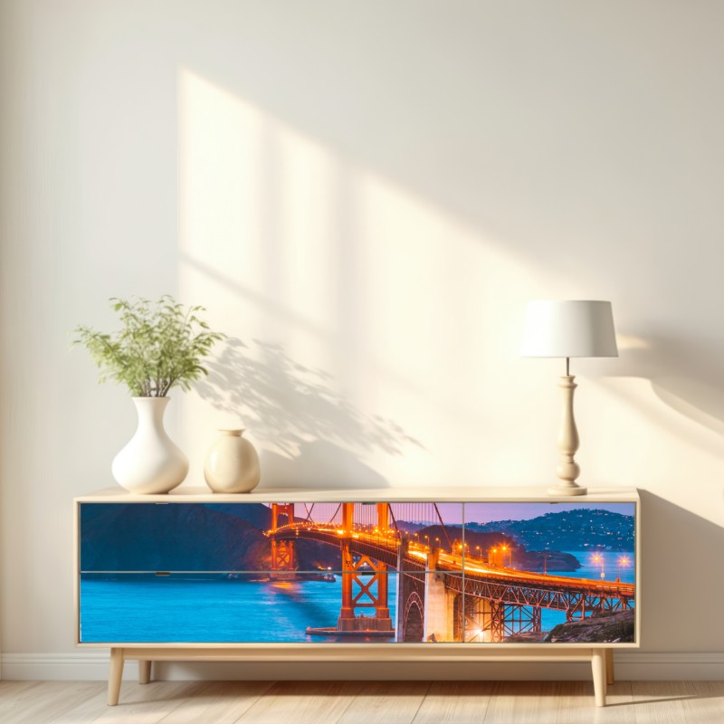 Repositionierbarer Aufkleber Golden Gate Bridge in der dämmerung, San Francisco – Wallnifity® Repositionierbarer Aufkleber Golden Gate Bridge in der dämmerung, San Francisco – Wallnifity®