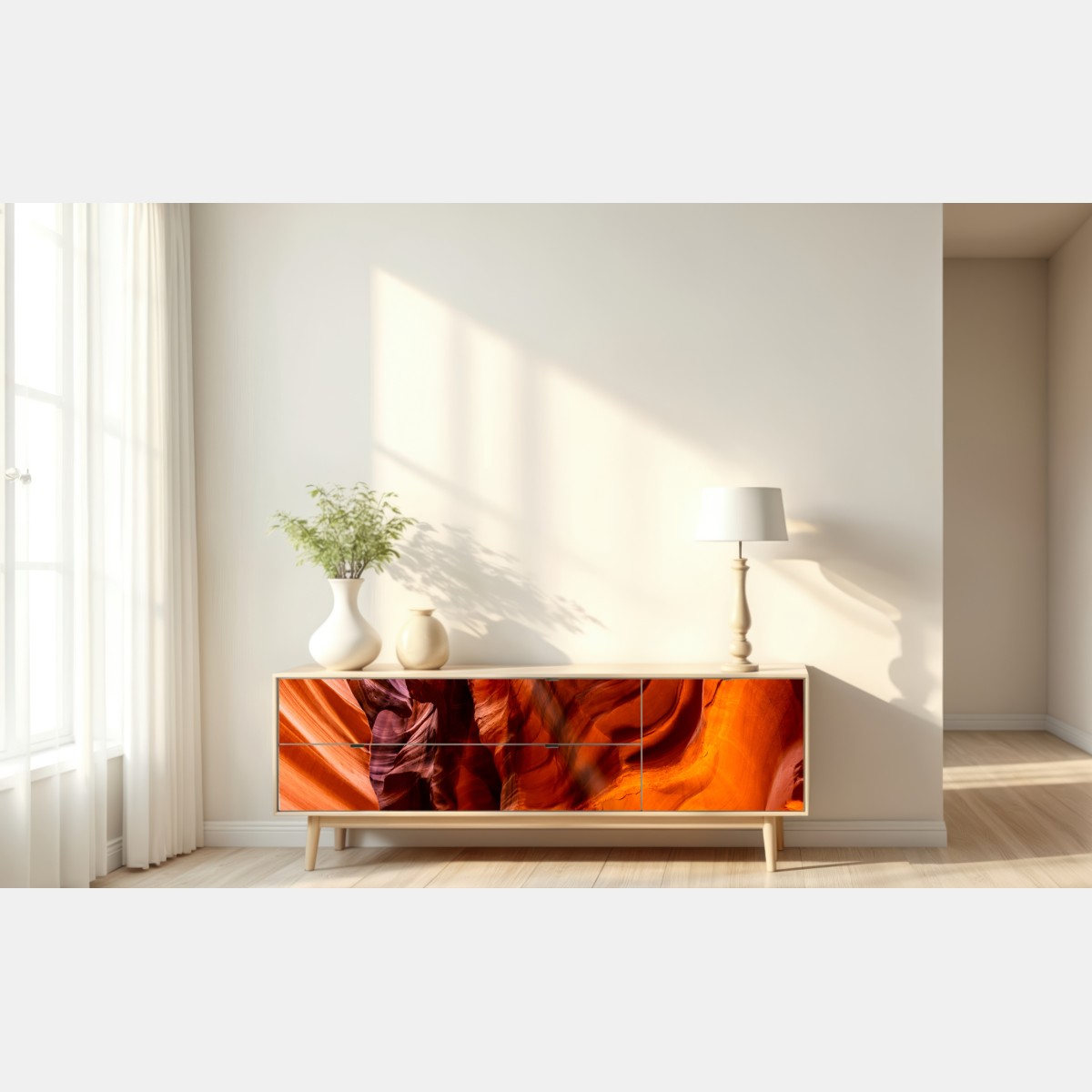 Repositionierbarer Aufkleber Antelope Canyon licht und geschwungene sandsteinformen – Wallnifity® Repositionierbarer Aufkleber Antelope Canyon licht und geschwungene sandsteinformen – Wallnifity®
