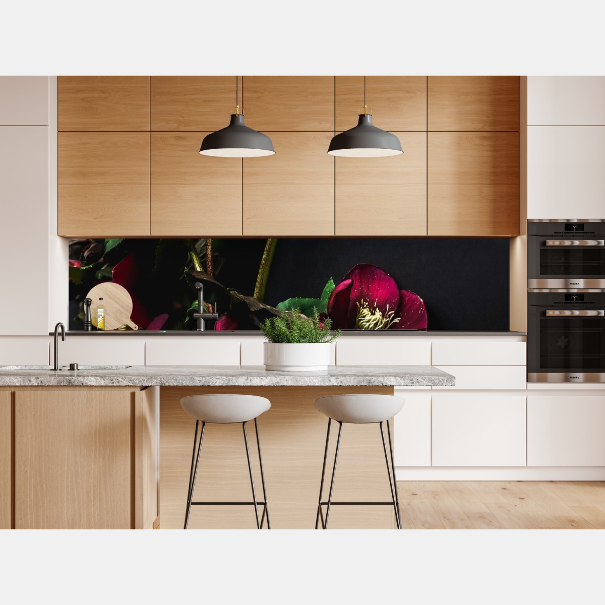 Repositionierbarer Aufkleber moodige violette blumenstilleben – Wallnifity® Repositionierbarer Aufkleber moodige violette blumenstilleben – Wallnifity®