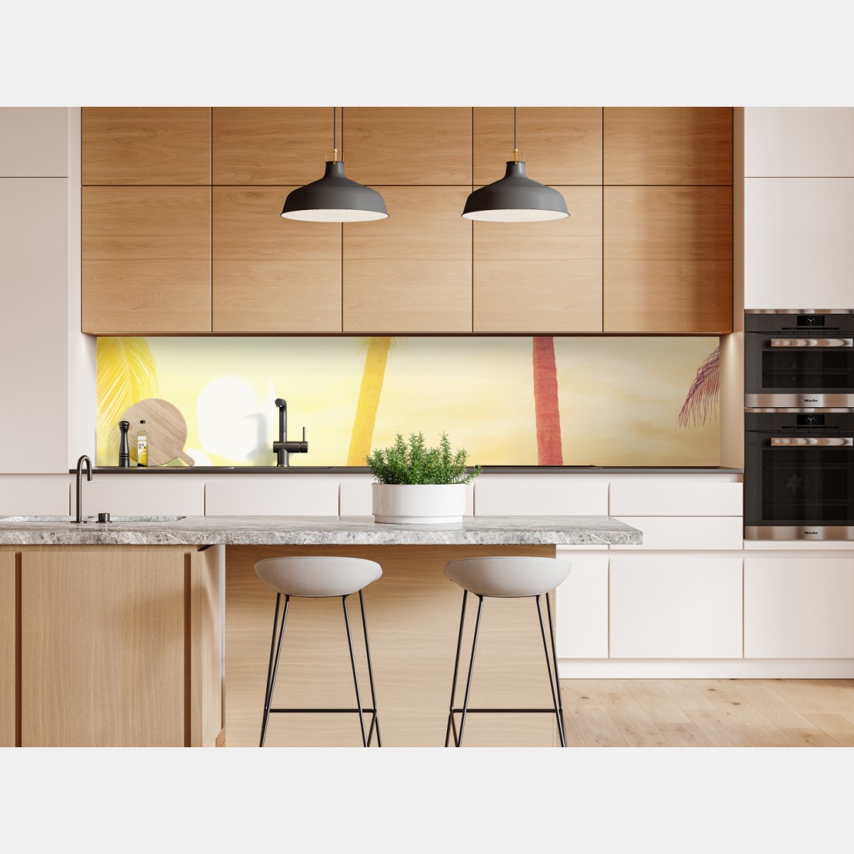 Repositionierbarer Aufkleber tropischer sonnenuntergang mit surfboards – Wallnifity® Repositionierbarer Aufkleber tropischer sonnenuntergang mit surfboards – Wallnifity®