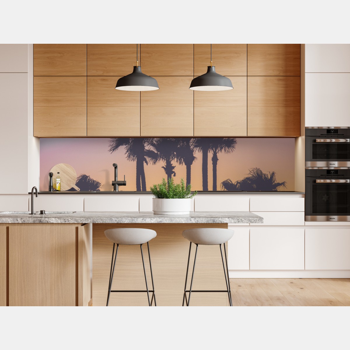 Repositionierbarer Aufkleber retro tropische palmen bei sonnenuntergang – Wallnifity® Repositionierbarer Aufkleber retro tropische palmen bei sonnenuntergang – Wallnifity®