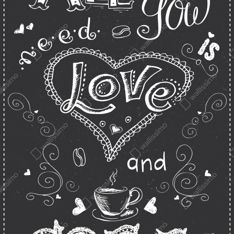 Repositionierbarer Aufkleber alles was du brauchst ist liebe und kaffee – Wallnifity® Repositionierbarer Aufkleber alles was du brauchst ist liebe und kaffee – Wallnifity®