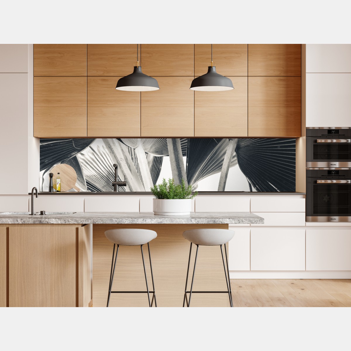 Repositionierbarer Aufkleber tropische komposition von bananenblättern – Wallnifity® Repositionierbarer Aufkleber tropische komposition von bananenblättern – Wallnifity®
