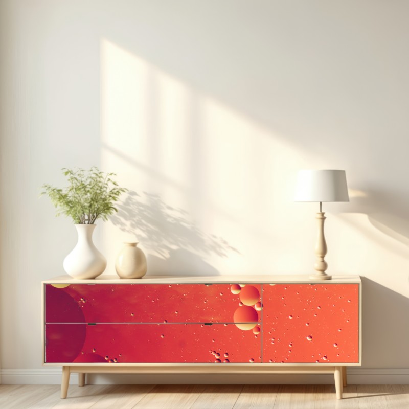 Repositionierbarer Aufkleber warme orange abstraktion mit blasen – Wallnifity® Repositionierbarer Aufkleber warme orange abstraktion mit blasen – Wallnifity®