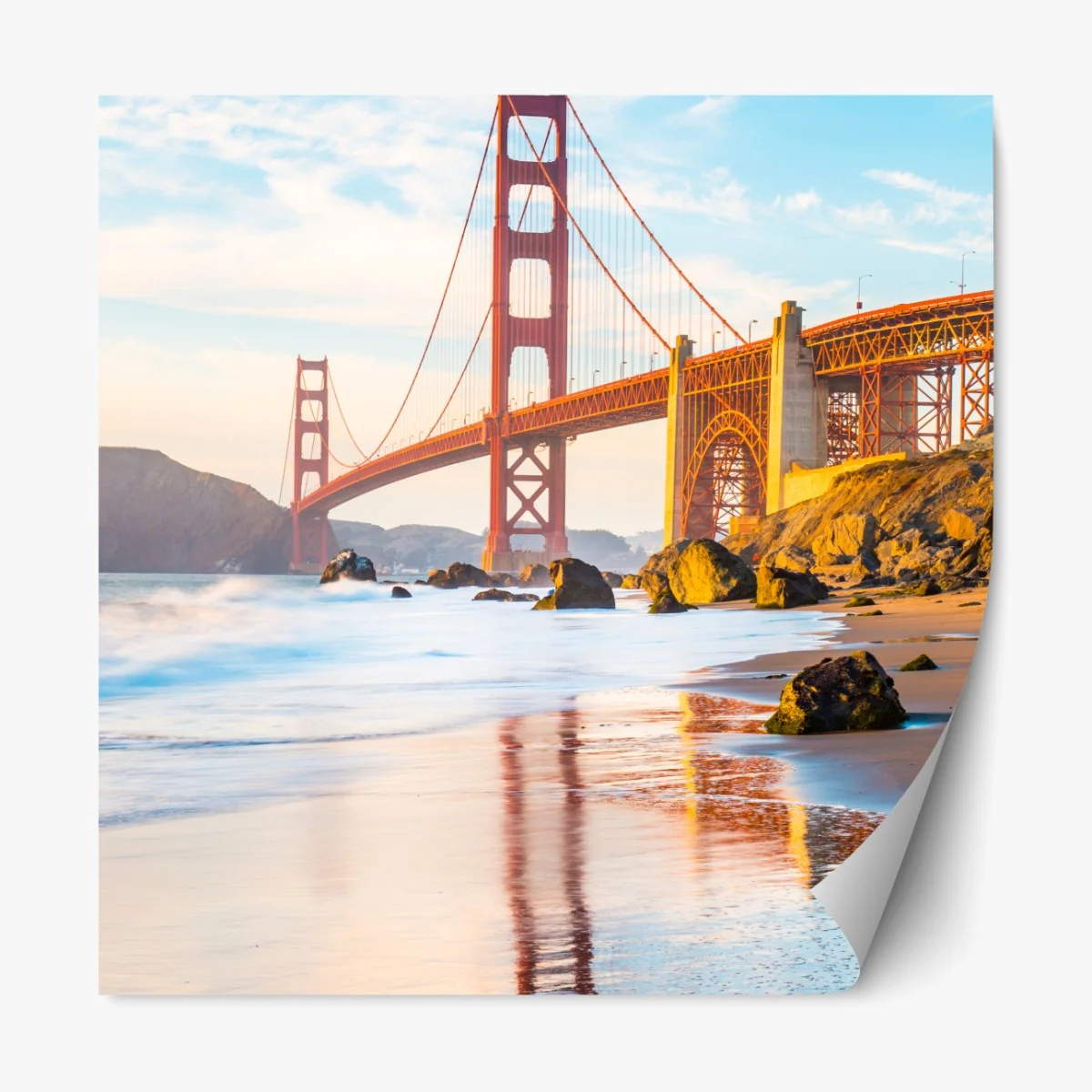Repositionierbarer Aufkleber goldene stunde an der Golden Gate Bridge, Baker Beach – Wallnifity® Repositionierbarer Aufkleber goldene stunde an der Golden Gate Bridge, Baker Beach – Wallnifity®