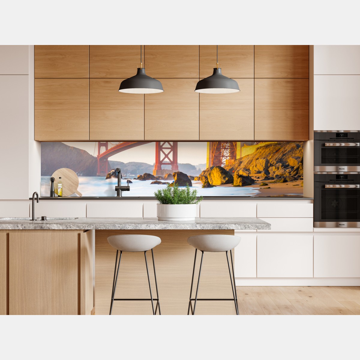 Repositionierbarer Aufkleber goldene stunde an der Golden Gate Bridge, Baker Beach – Wallnifity® Repositionierbarer Aufkleber goldene stunde an der Golden Gate Bridge, Baker Beach – Wallnifity®
