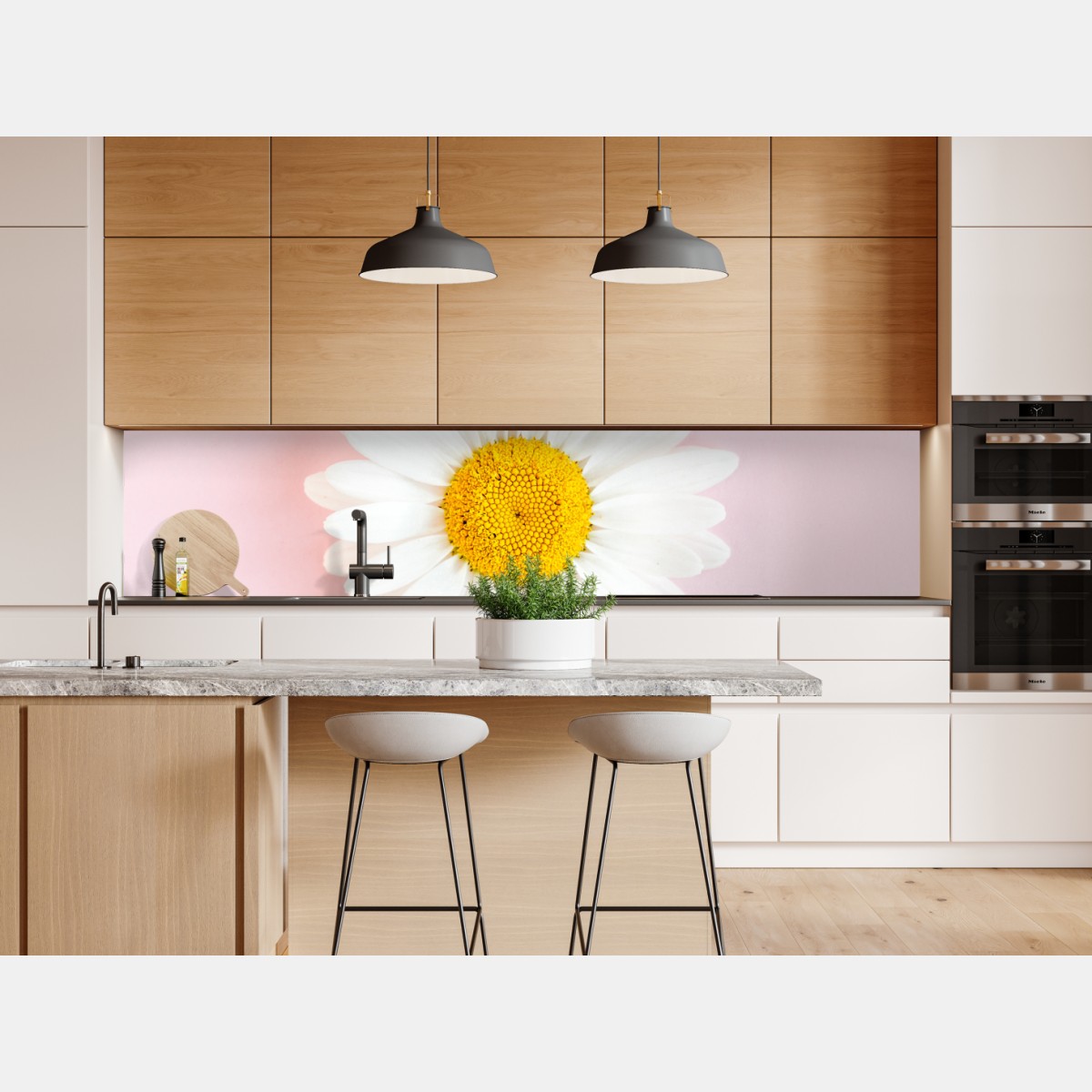 Repositionierbarer Aufkleber weißes gänseblümchen auf pastellrosa hintergrund – Wallnifity® Repositionierbarer Aufkleber weißes gänseblümchen auf pastellrosa hintergrund – Wallnifity®