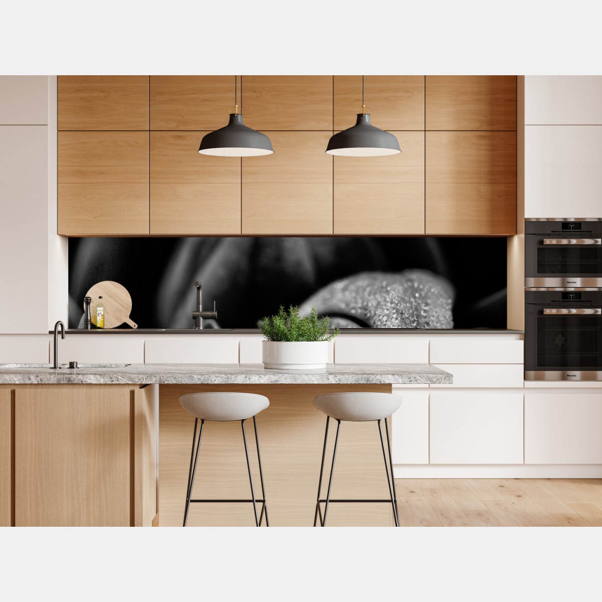Repositionierbarer Aufkleber monochrome nahaufnahme blüte mit tau – Wallnifity® Repositionierbarer Aufkleber monochrome nahaufnahme blüte mit tau – Wallnifity®